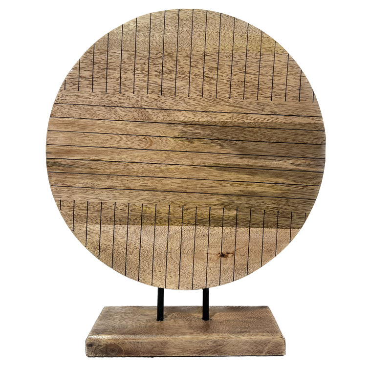 Sagebrook Home 14" Round Wooden Decor Contemporary Rustic Modern